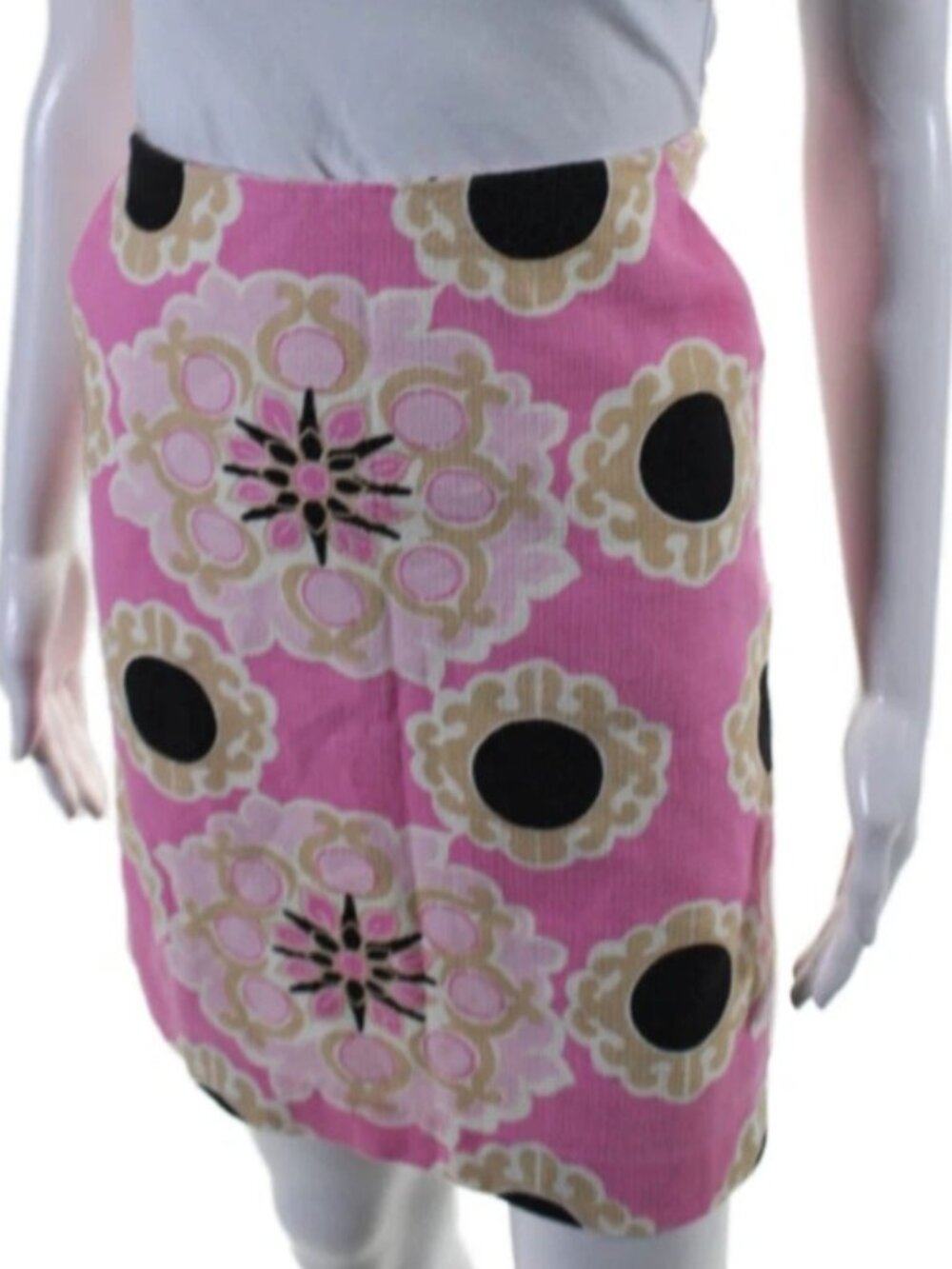 Lilly Pulitzer Womens Cotton Side Zip Floral Medallion Print Skirt Pink Size 4 - Picture 3 of 8